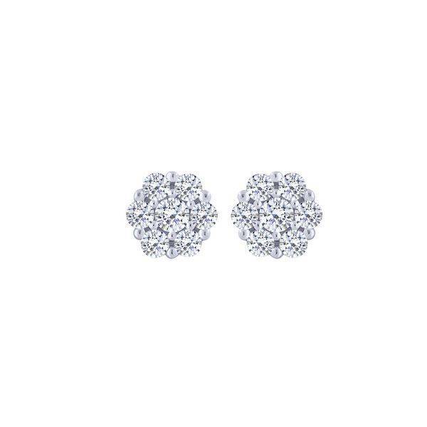 14K WHITE GOLD 1.00 CTW Diamond Flower Earrings