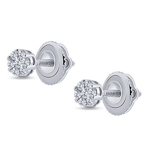 14K White Gold 0.125 ctw Diamond Flower Earrings