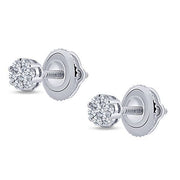 14k white gold 0.125 ctw Diamond Flower Basket Stud Earrings