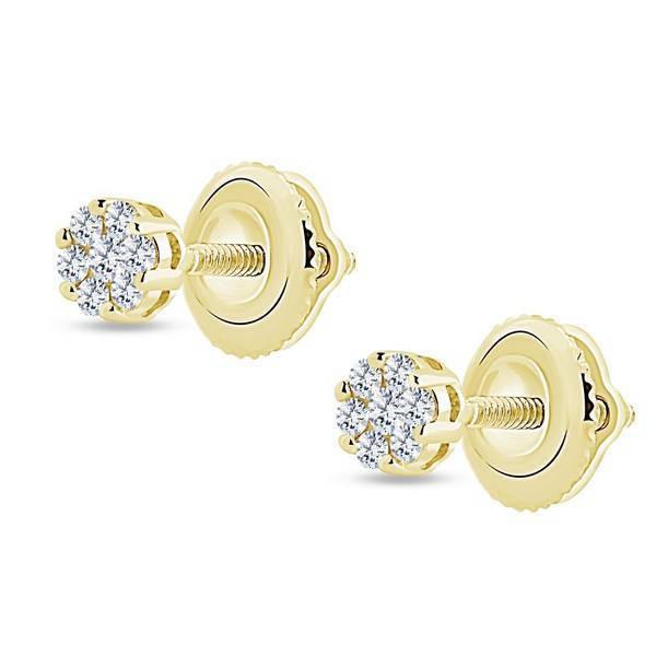 14K Yellow Gold 0.125 CTW Diamond Stud Earrings