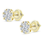 14K Yellow Gold 0.75 CTW Diamond Flower Stud Earrings