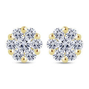 14K Yellow Gold 0.75 CTW Diamond Flower Stud Earrings