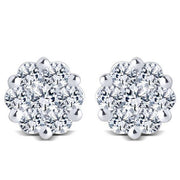 10K White Gold 1.00 CTW Diamond Flower EARRINGS