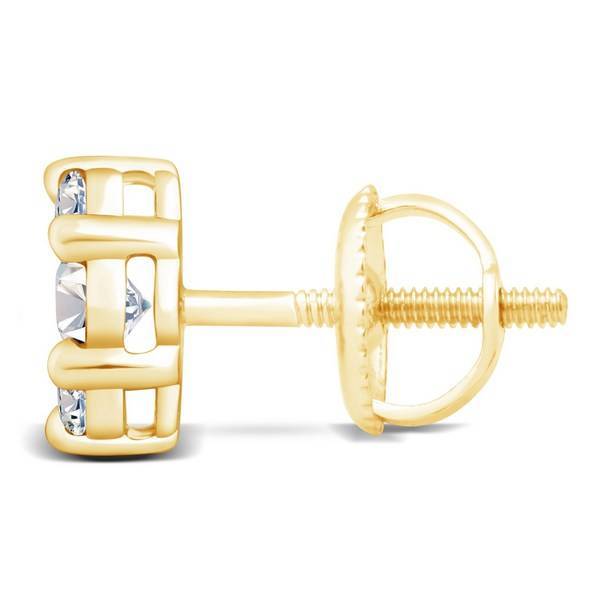 14k yellow gold 1.00 ctw Diamond Flower Earrings