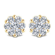 14k yellow gold 1.00 ctw Diamond Flower Earrings