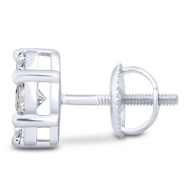 14k white gold 1.50 ctw Diamond Flower Earrings