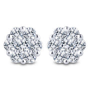 14k white gold 1.50 ctw Diamond Flower Earrings