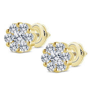 14k yellow gold 1.5 ctw Diamond Flower Earrings