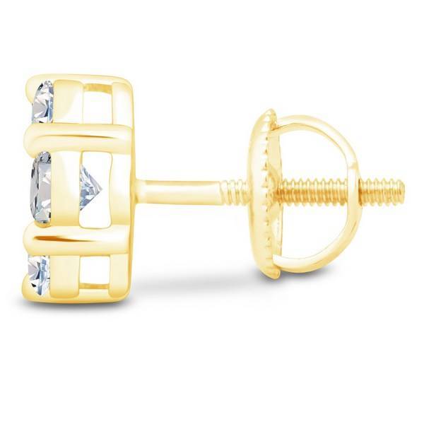14k yellow gold 1.5 ctw Diamond Flower Earrings
