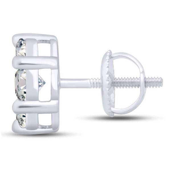 10K White Gold 2.00 CTW Diamond Flower EARRINGS