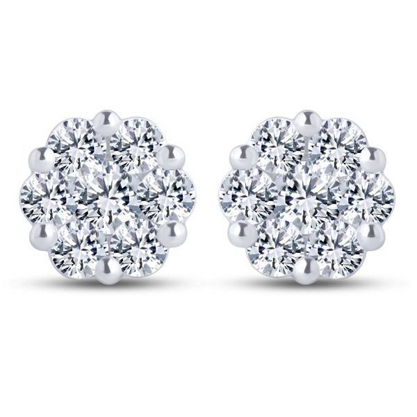 14k white gold 2.00 ctw Diamond Cluster Stud Earrings