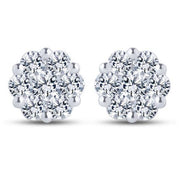 10K White Gold 2.00 CTW Diamond Flower EARRINGS