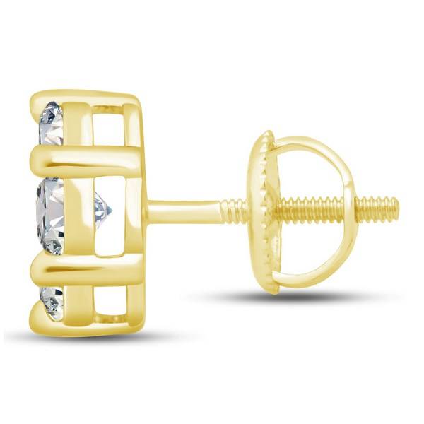 14K Yellow Gold 2.00 CTW Round Flower Cluster Stud Earrings