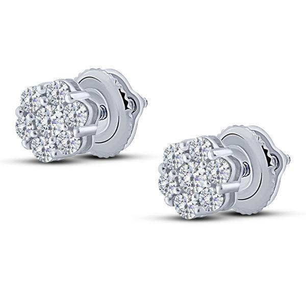 14k white gold 0.39 ctw Diamond Flower Fashion Stud Earrings