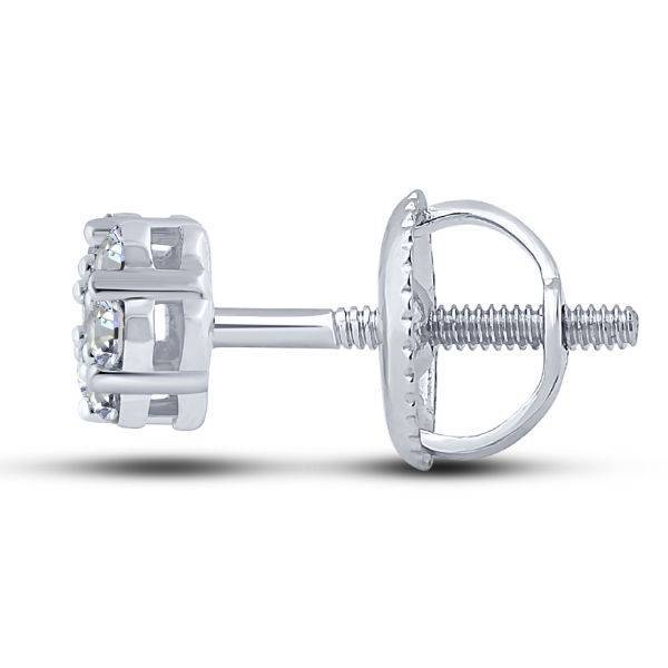 14k white gold 0.39 ctw Diamond Flower Fashion Stud Earrings