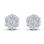 14k white gold 0.39 ctw Diamond Flower Fashion Stud Earrings