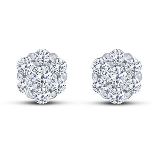 14k white gold 0.39 ctw Diamond Flower Fashion Stud Earrings