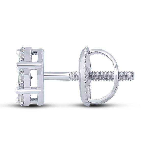 14K White Gold 0.50 CTW Round Diamond Flower Cluster Stud Earrings