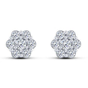 14k white gold 0.50 ctw Diamond Flower Fashion Stud Earrings