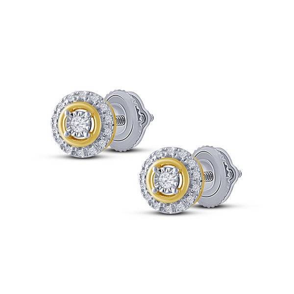 10K Two Tone 0.20 ctw Round Stud Earrings