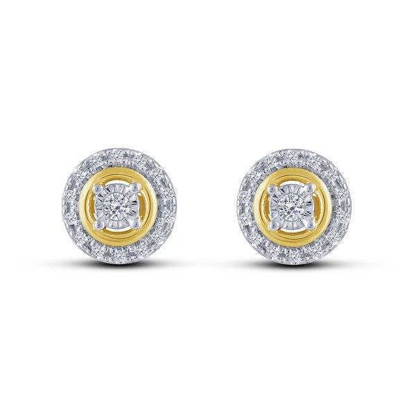 10K Two Tone 0.20 CTW Round Stud Earrings