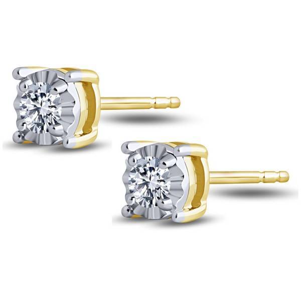 10K Yellow Gold 0.18 ctw Round Diamond Earrings