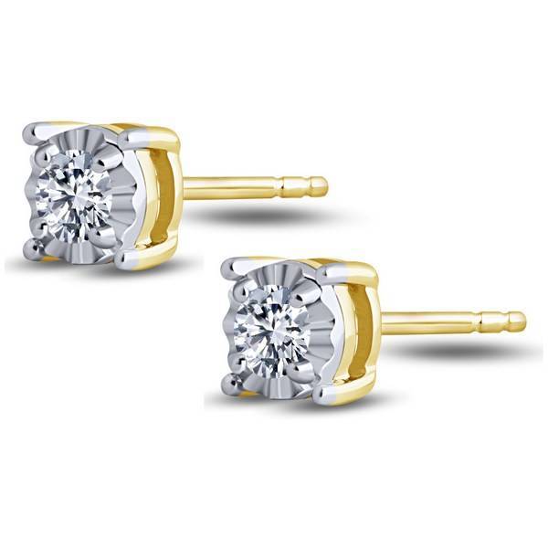 10K Yellow Gold 0.18 CTW Round Diamond Earrings