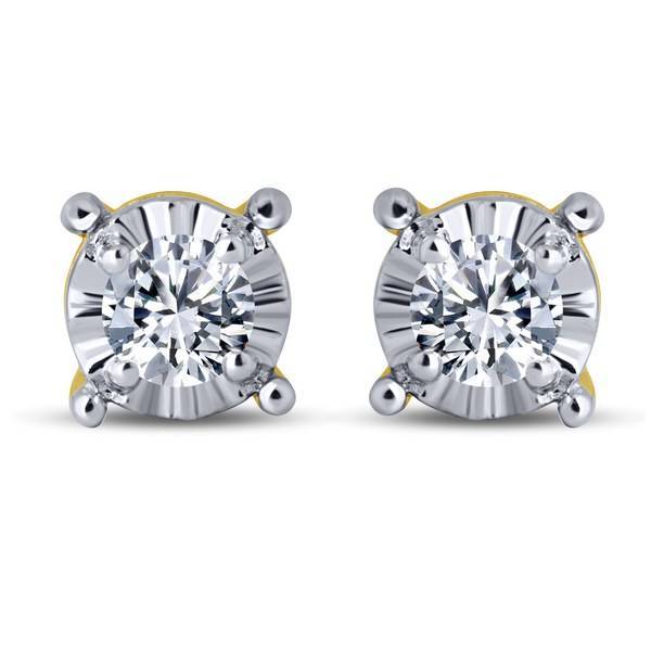 10K Yellow Gold 0.18 CTW Round Diamond Earrings