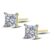 14K WHITE GOLD 0.18 CTW Classic Diamond Square Stud Earrings