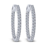 14k white gold 2.7 ctw Diamond Hoop Inside Out Earrings