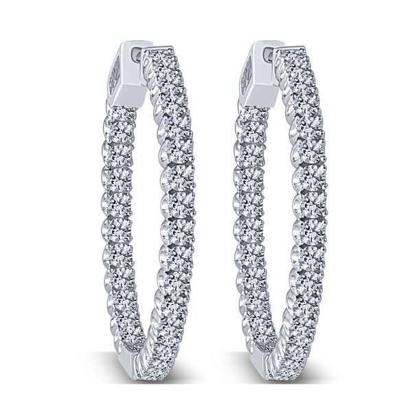 14k white gold 2.7 ctw Diamond Hoop Inside Out Earrings