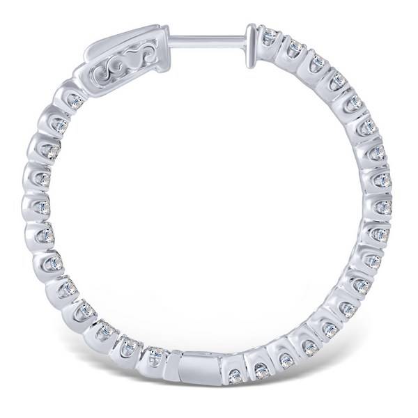 14k white gold 2.7 ctw Diamond Hoop Inside Out Earrings