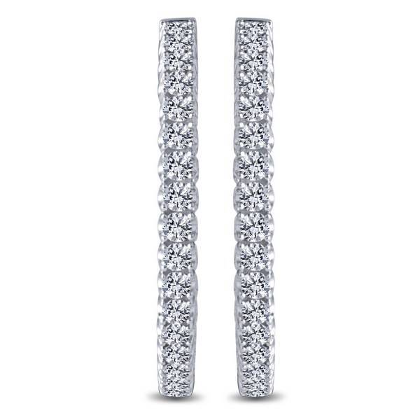 14k white gold 2.7 ctw Diamond Hoop Inside Out Earrings