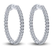 14k white gold 2.00 ctw Diamond Hoops Inside Out Earrings