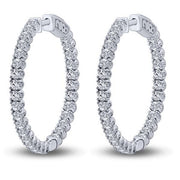 14k white gold 2.00 ctw Diamond Hoops Inside Out Earrings