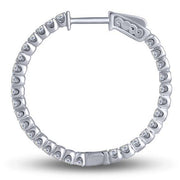 14k white gold 2.00 ctw Diamond Hoops Inside Out Earrings