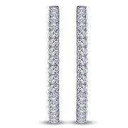 14k white gold 2.00 ctw Diamond Hoops Inside Out Earrings