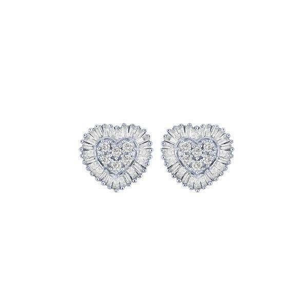10K WHITE GOLD 0.30 CTW Diamond Heart Earrings