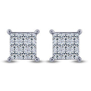 10K WHITE GOLD 0.25 CTW Princess cut Diamond Stud Earrings