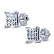 10K WHITE GOLD 0.50 CTW Princess Quad Diamond Stud Earrings