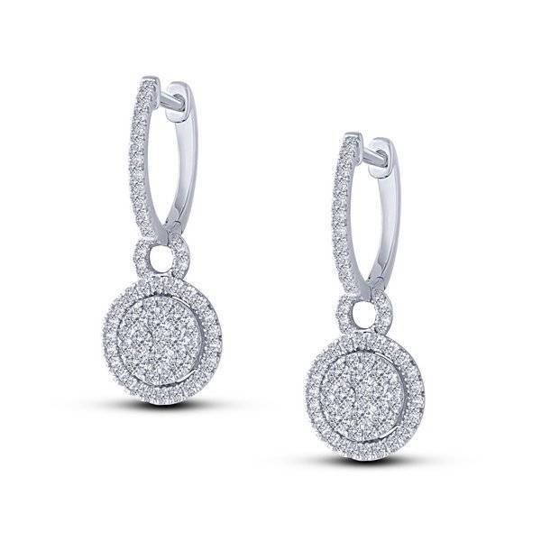 14K White Gold 0.75 ctw Composite Diamond Drop Round Earrings