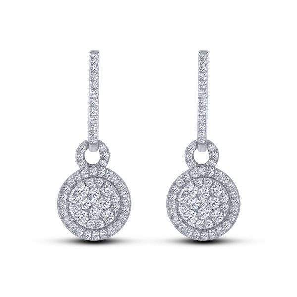 14K WHITE GOLD 0.75 CTW Composite Diamond Drop Round Earrings
