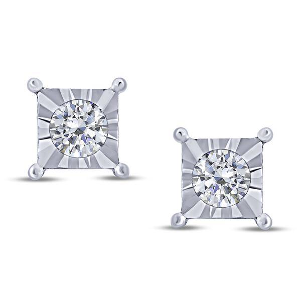 14k WHITE GOLD 0.16 CtW Diamond Earrings