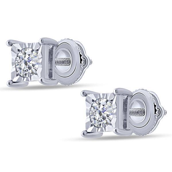 14K WHITE GOLD 0.25 CtW Round Diamond Earrings