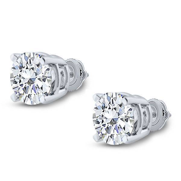 14K White Gold 1.00 ctw Classic Diamond Solitaire Earrings