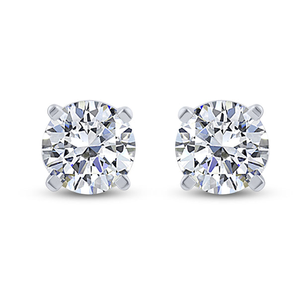 14K White Gold 1.00 Ctw Stud Solitaire Earrings