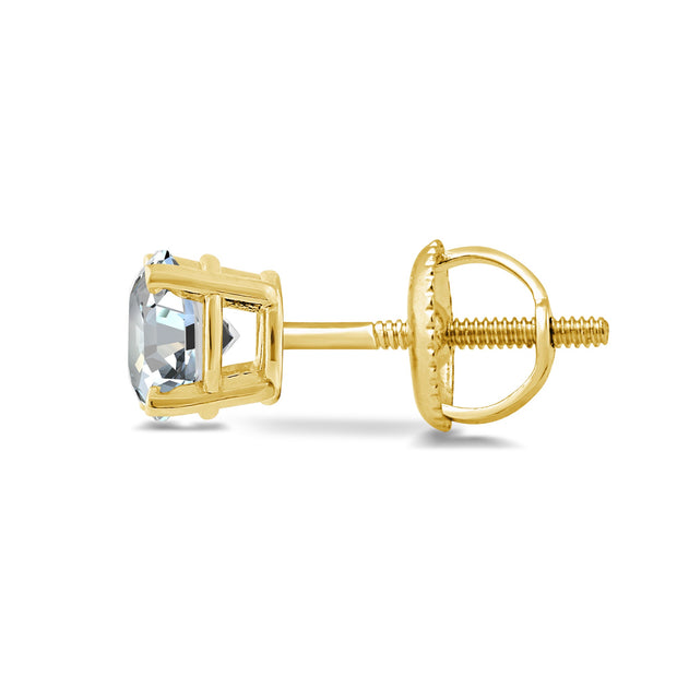 14K Yellow Gold 1.00 Ctw Stud Solitaire Earrings