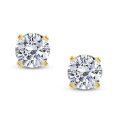 14K Yellow Gold 1.00 Ctw Stud Solitaire Earrings