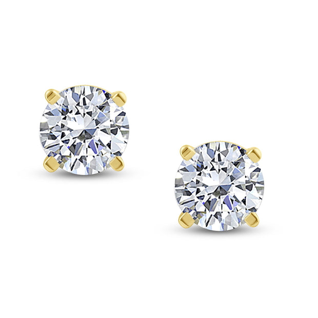 14K Yellow Gold 1.00 Ctw Stud Solitaire Earrings