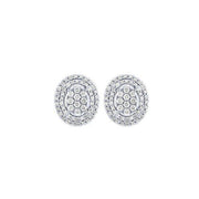 10K white gold 0.50 ctw Diamond Cluster Oval Stud Earrings
